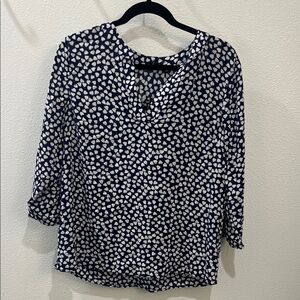 RACHEL Rachel Roy Navy and White Heart-Print V-Neck Tunic